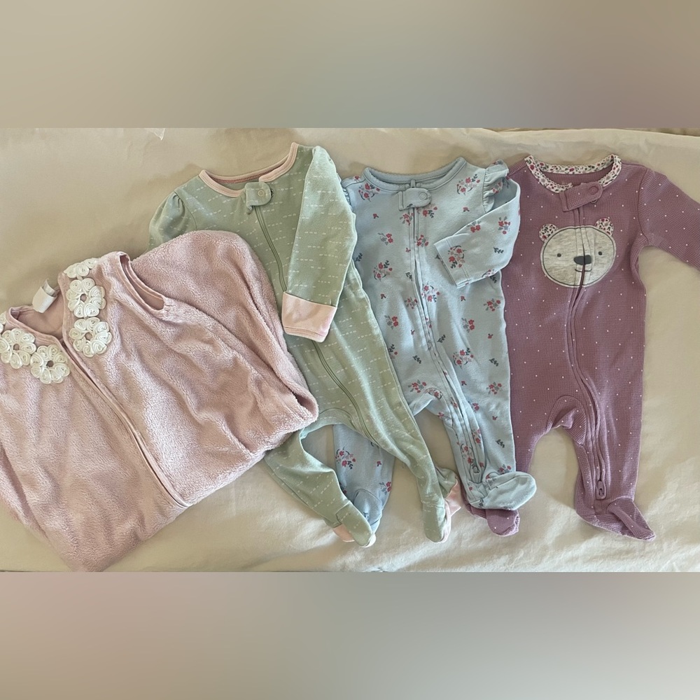 Sleep Bundle - Lot of 3 Footie Jammies and 1 Halo Sleep Sack - Sizes 3-6 Month